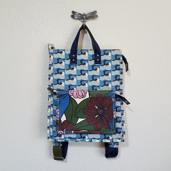 Orla Kiely Vintage Blue Poolside Heligan Marine Liston Backpack Tote Bag - Picture 1 of 9